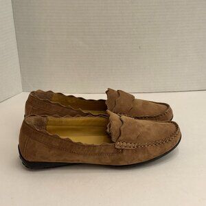 Vaneli Women's Brown Suede Scalloped Loafers Size 9.5 D Driving Loafers